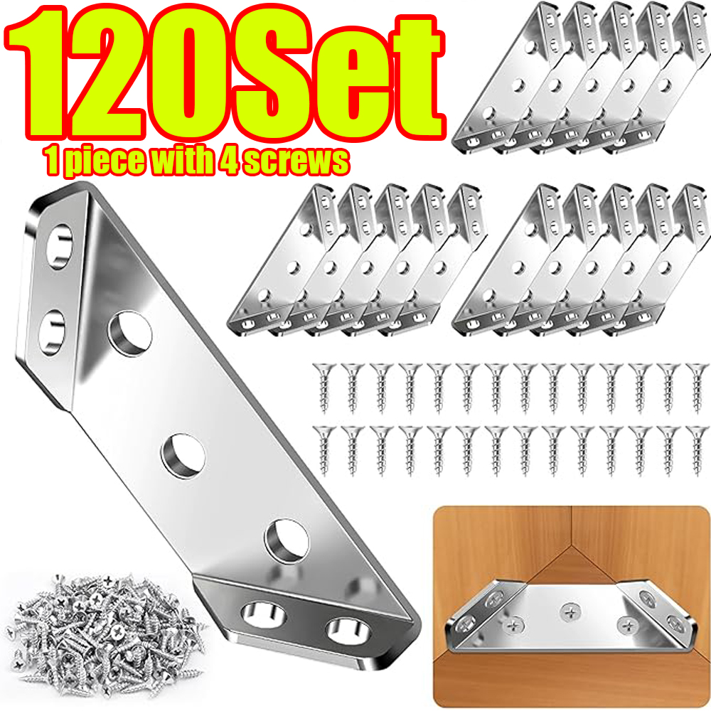 Shelf Peg Support - 1-120Set Furniture Corner Connector Stainless Steel