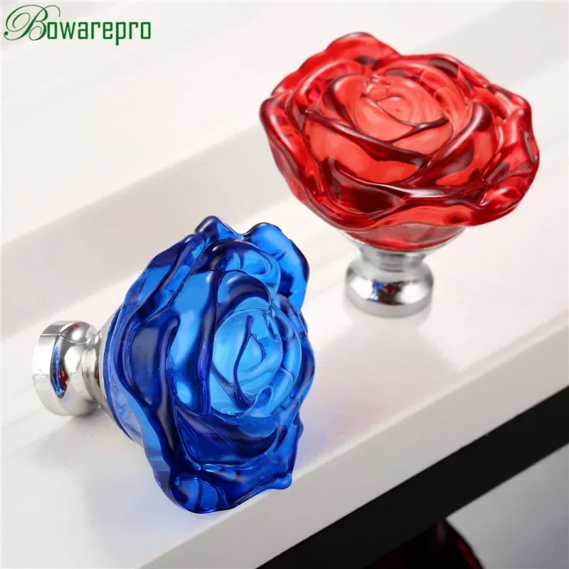 Furniture Joint Hardware - bowarepro 50MM Crystal Rose Glass Handle