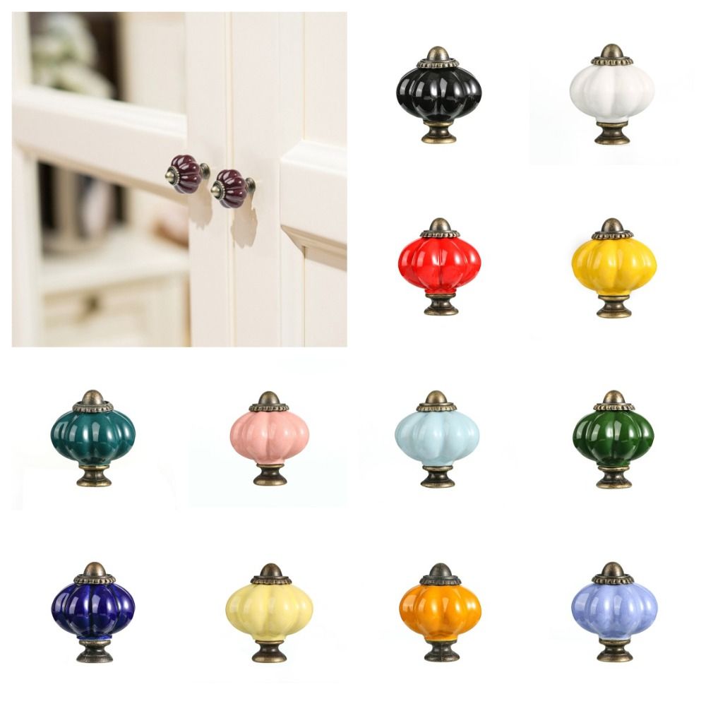 Furniture Hardware Supply - Simple Single Hole Ceramic Pumpkin Handle