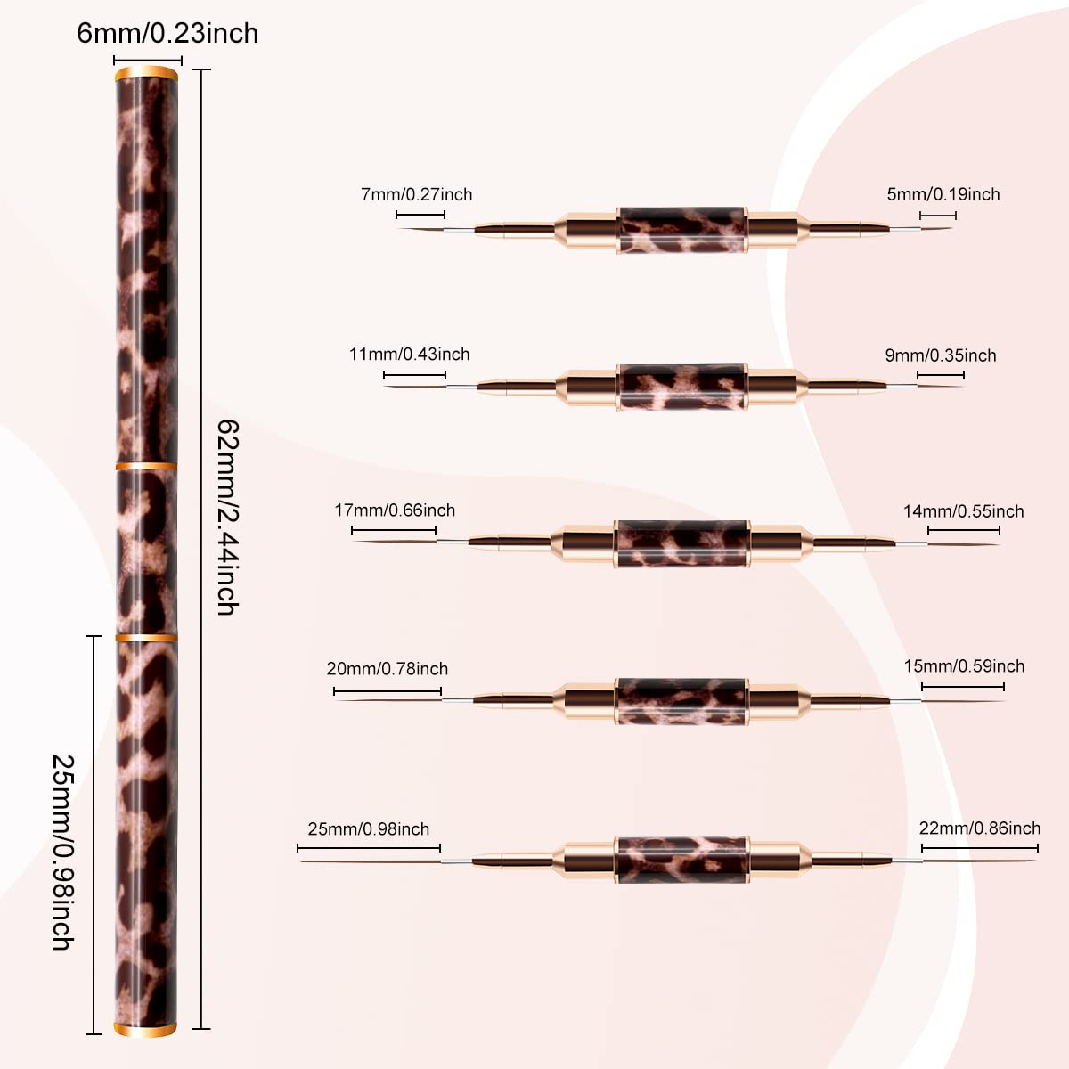 Liner Brush for Nails,5Pcs Dou - Furniture Hardware Nails 评论和价格