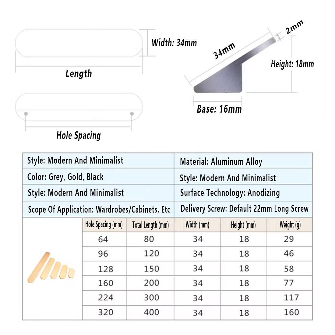 64~320mm Aluminum Alloy Edge S - Furniture Rotating Hardware 评论和价格